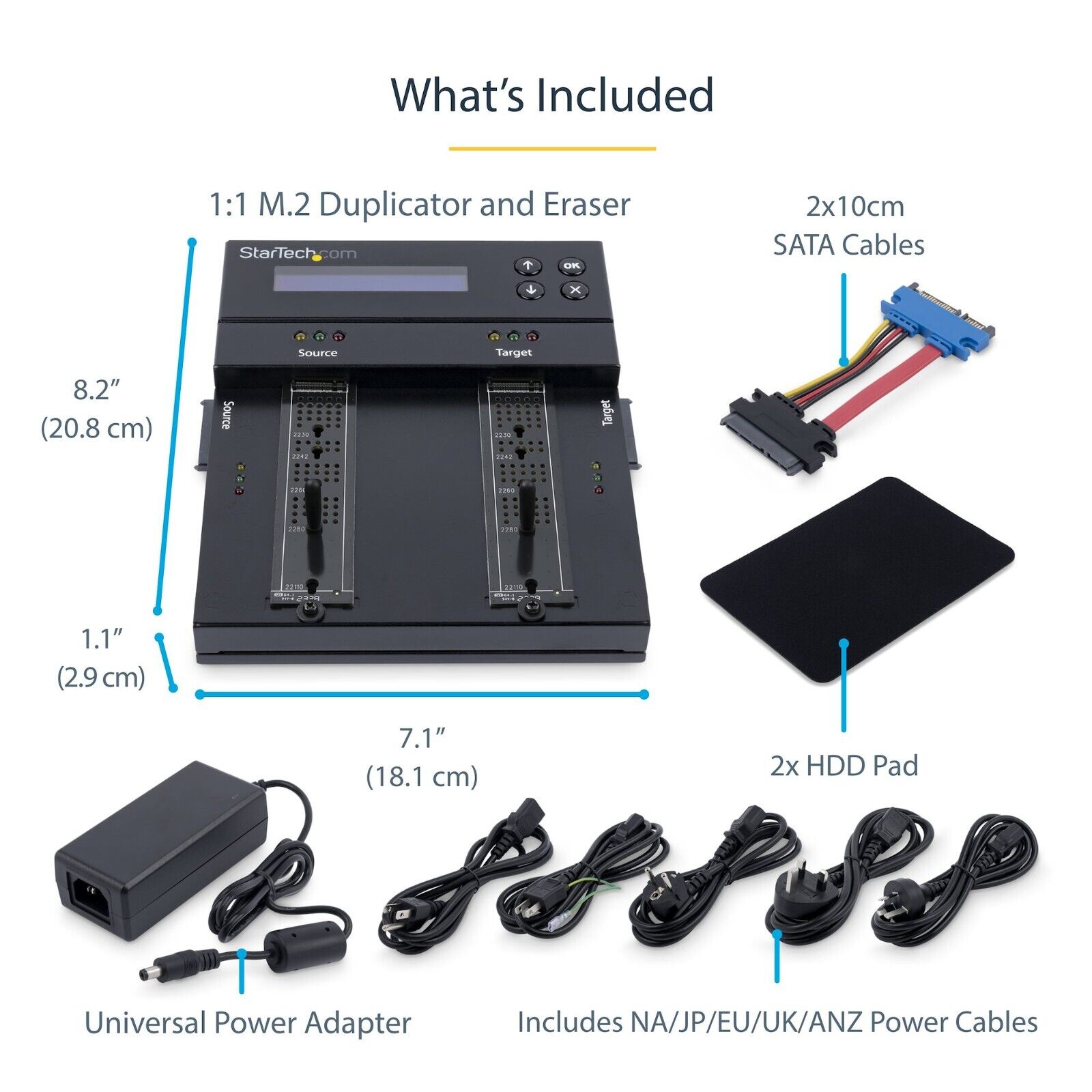 StarTech SM2DUPE11 M.2 NVMe SATA Duplicator Eraser 2.5"/3.5" Dock for SSD HDD