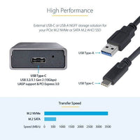 StarTech M2-USB-C-NVME-SATA USB-C to M.2 NVMe SSD Portable Adapter Enclosure Gry