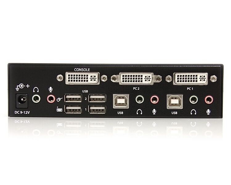 StarTech SV231DVIUA 2 Port DVI USB KVM Switch Hub Audio w Power Adapter US UK EU