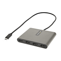 StarTech USBC2HD4 4 Port USB C to 4 HDMI Video Display Adapter Dongle Box Gray