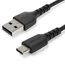 StarTech RUSB2AC1MB 3Ft USB-A to USB-C M/M Fast Charging Sync Rugged Black Cable