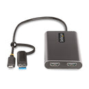 StarTech 109B-USBC-HDMI 12" USB-C or A to Dual-HDMI Adapter w 100W PDel Gray