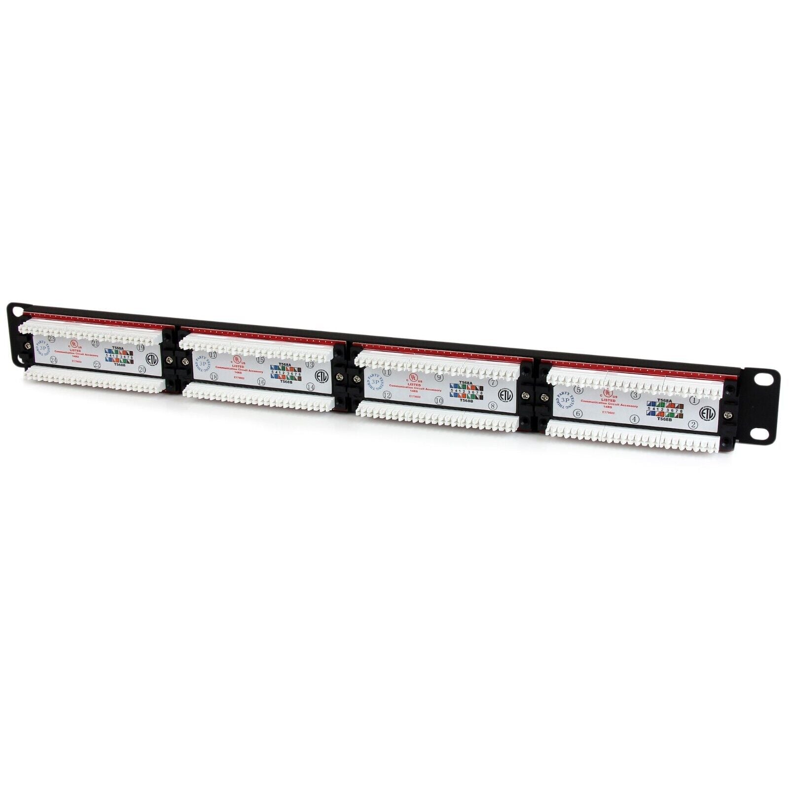StarTech C6PANEL24 24 Port CAT6 Patch Panel RJ45 110 Type Network Rack Mount