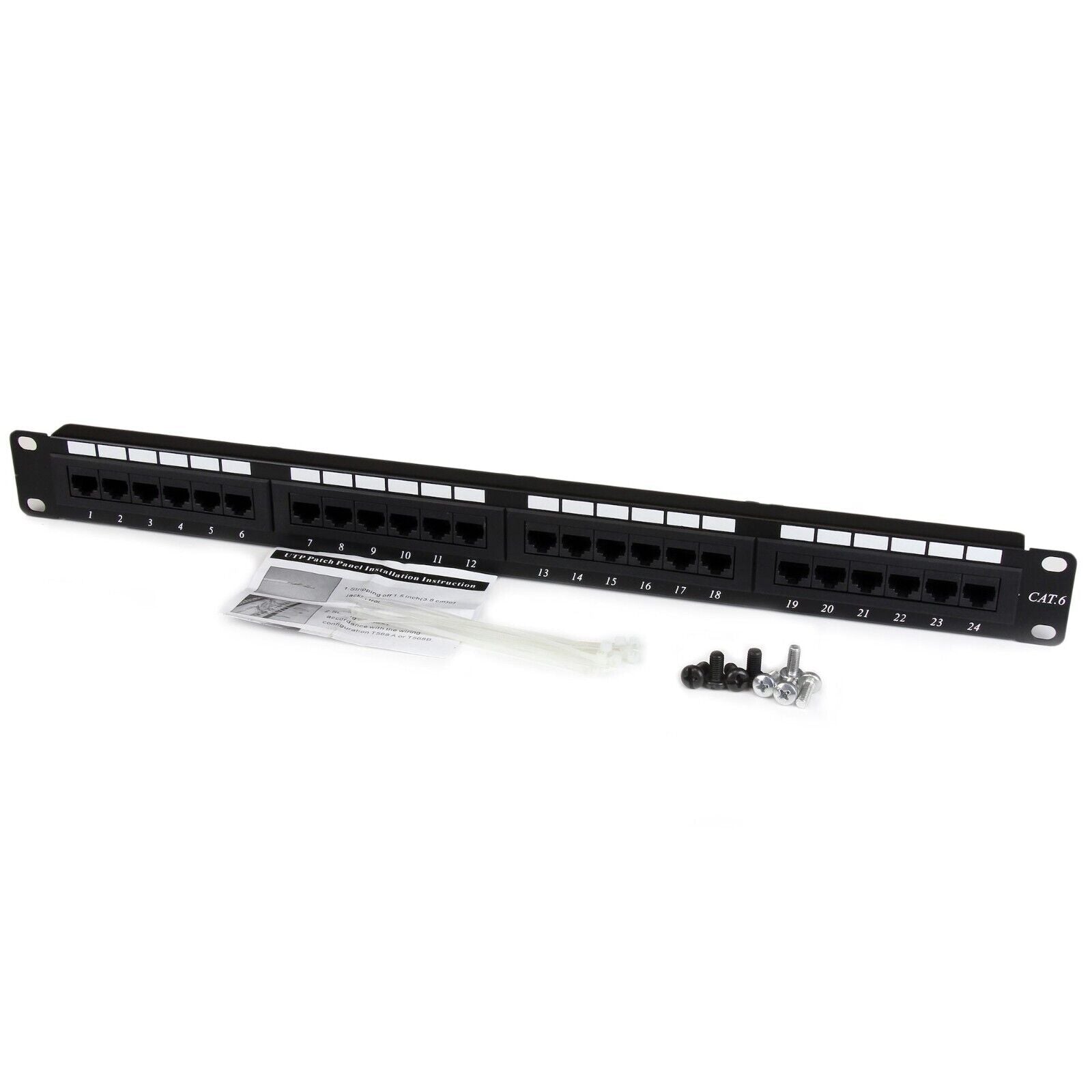 StarTech C6PANEL24 24 Port CAT6 Patch Panel RJ45 110 Type Network Rack Mount