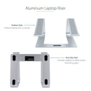 StarTech LAPTOP-STAND-SILVER Laptop Stand Riser for Desk Aluminum for 13"-17"