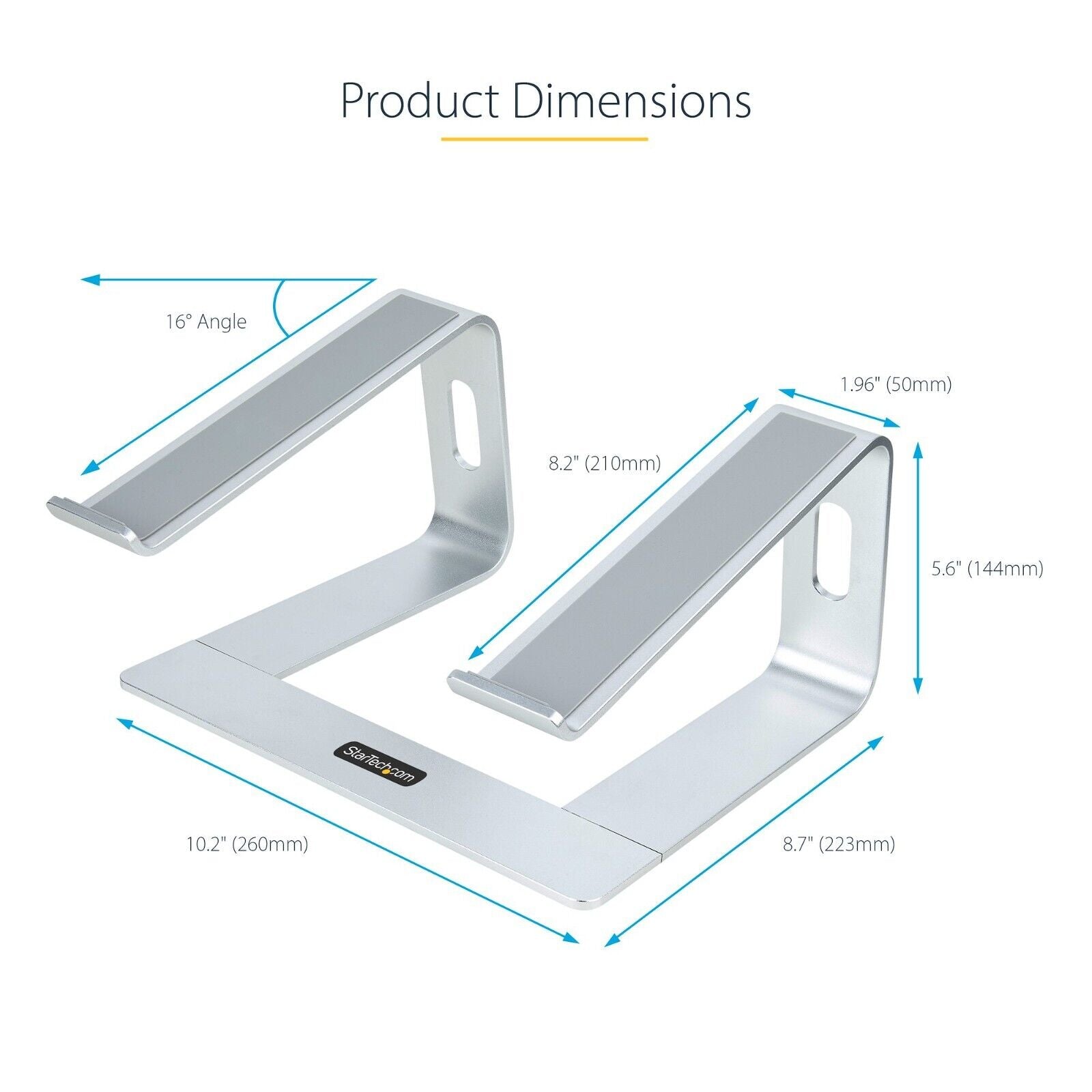 StarTech LAPTOP-STAND-SILVER Laptop Stand Riser for Desk Aluminum for 13"-17"