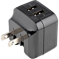 StarTech USB2PACBK Dual Port USB-A Travel Wall 17W 3.4A Charger w US NA AU EU UK