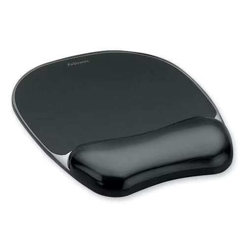 Fellowes 9112101 Crystals Gel 8"x9" Mouse Pad with Wrist Suppport Foam BLACK