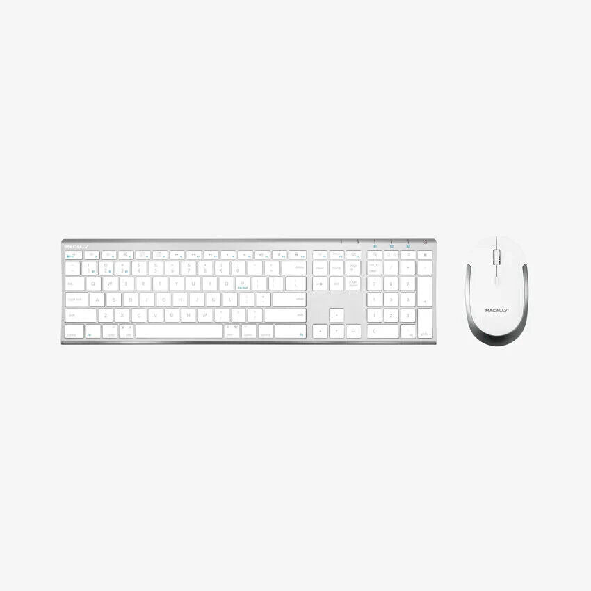 Macally ACEBTKEYACB Wireless Bluetooth Rechargeable Keyboard Mouse Alm White MAC