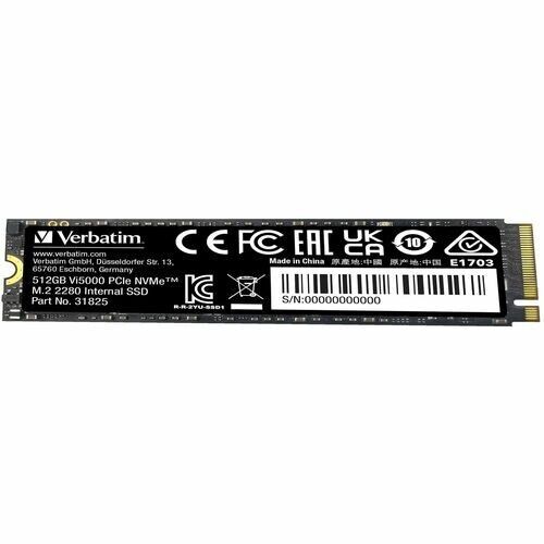 Verbatim 31825 512GB VI5000 SSD Internal PCIE NVMe 4.0 x4 M.2 2280 5000MB/s Read