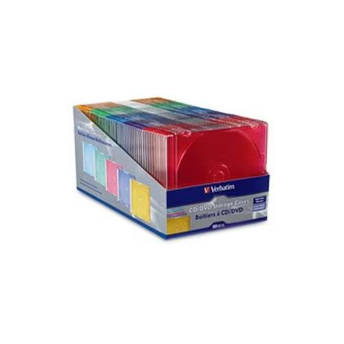 Verbatim 94178 50Pk CD DVD Slim Color Jewel Cases Blue Green Gold Purple Pink