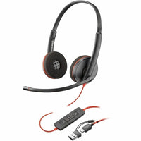 HP Poly 8X228AA Blackwire 3220 Stereo USB-C Headset + USB-C/A Adapter - Stereo