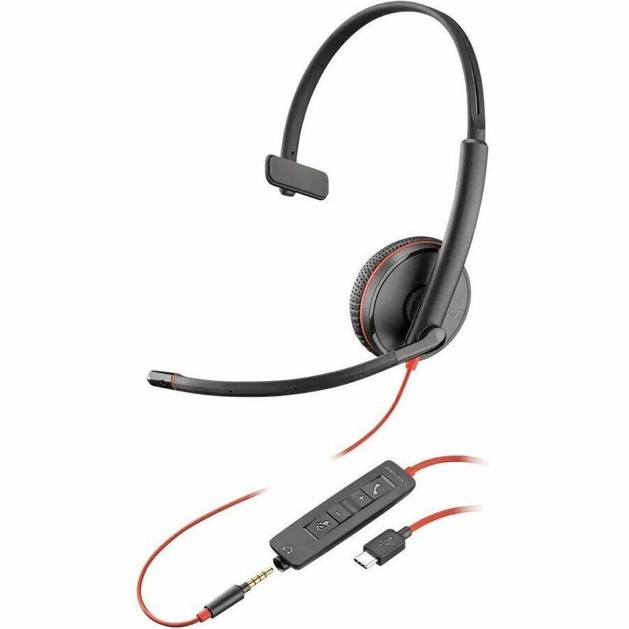HP Poly 8X227AA Poly Blackwire 3215 Monaural USB-C Headset +3.5mm Plug +USB-C/A