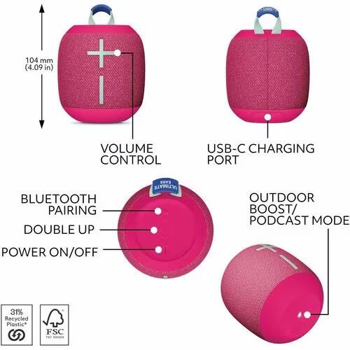 Ultimate Ears 984-001878 Wonderboom 4 Wireless Bluetooth Speaker Hyper Pink