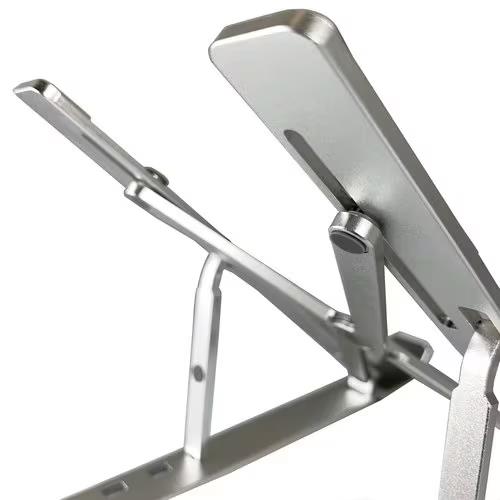 Amer Mounts AMRNS02 Compact Folding Laptop Notebook Tablet Stand Silver w Bag