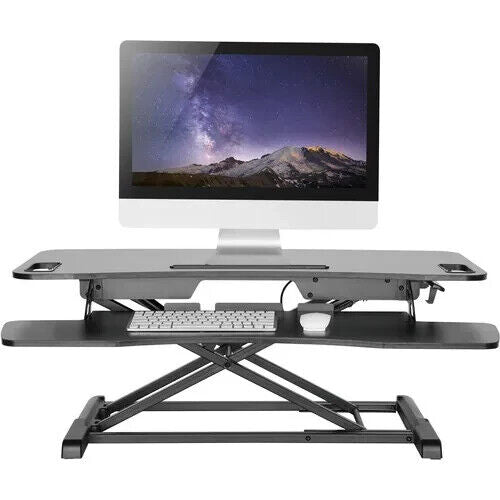 Amer Mounts EZRISER36 37.4" Wide DeskTop Sit Stand Adj Hgt Riser w Keyboard Tray