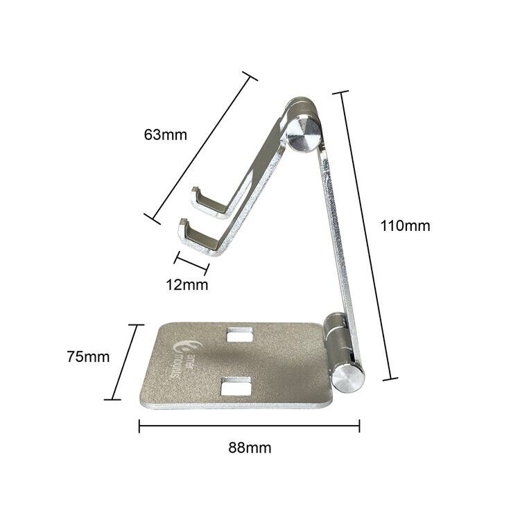 Amer Mounts EZPAD20-01 Universal Folding Phone Stand Silver Aluminum Alloy