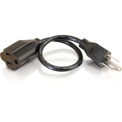 C2G 03137 1Ft (12") Power Extension Outlet Saving Cord 18AWG Heavy Duty Black