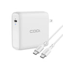 Codi A01118 100W Wall USB-C Fast Charger Power Delivery EPR Braided Cable White