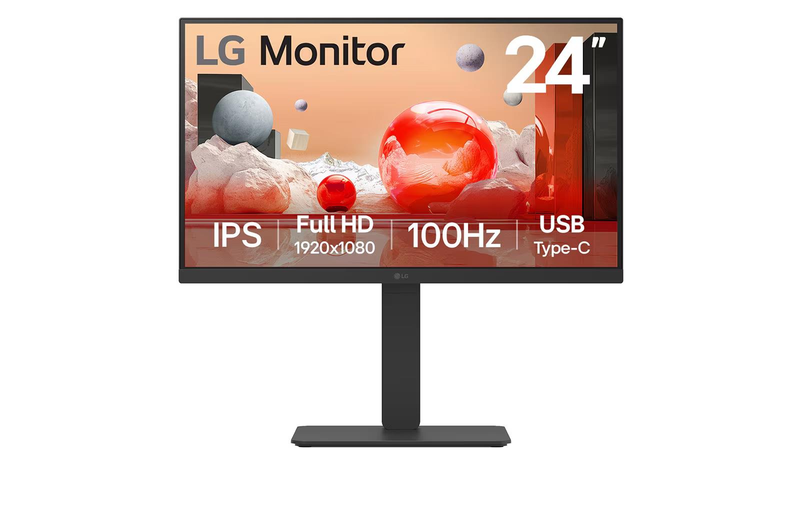 LG 24BA650-B 24'' IPS FHD Monitor 1920x1080 HDI- DP USB-C KVM Speakers Black