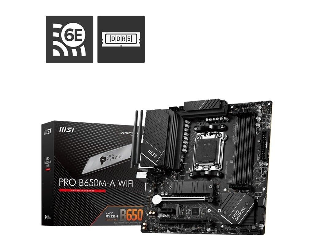 MSI B650MAWIFI MB AMD B650 PRO AM5 4xDDR5 HDMI DP M.2 RAID 2.5GBe WiFi6E BT5.1