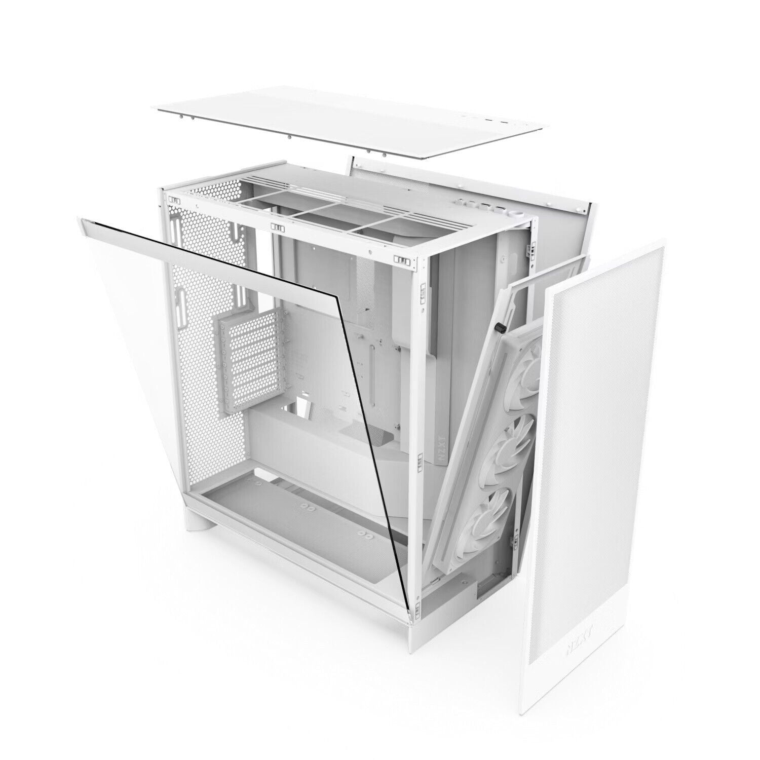 NZXT CM-H72FW-R1 H7 Flow RGB Fan Mid Tower ATX Airflow PC Case Steel Glass White
