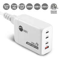 SIIG AC-PW1V11-S1 200W GaN PD 3x USB-C 1x USB-A 65W Portable Charger White
