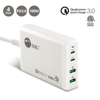 SIIG AC-PW1P11-S1 100W Dual USB-C PD Quick Charger 3.0 Combo Power Charger White