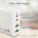 SIIG AC-PW1P11-S1 100W Dual USB-C PD Quick Charger 3.0 Combo Power Charger White