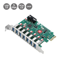 SIIG JU-P70211-S1 7 Port USB 3.0 Type A 5 Gbps PCIe 2.0 Expansion Card w Molex