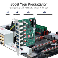 SIIG JU-P70211-S1 7 Port USB 3.0 Type A 5 Gbps PCIe 2.0 Expansion Card w Molex