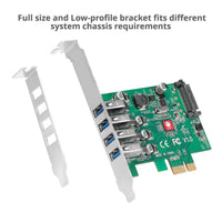 SIIG JU-P40A11-S1 4 Port USB 3.0 Type A 5Gbps Low Profile PCIe Expansion Card