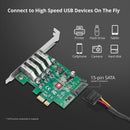 SIIG JU-P40A11-S1 4 Port USB 3.0 Type A 5Gbps Low Profile PCIe Expansion Card