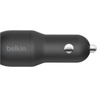 Belkin CCD001bt1MBK BoostCharge Dual USB-A 24W Car Charger w Cable Black