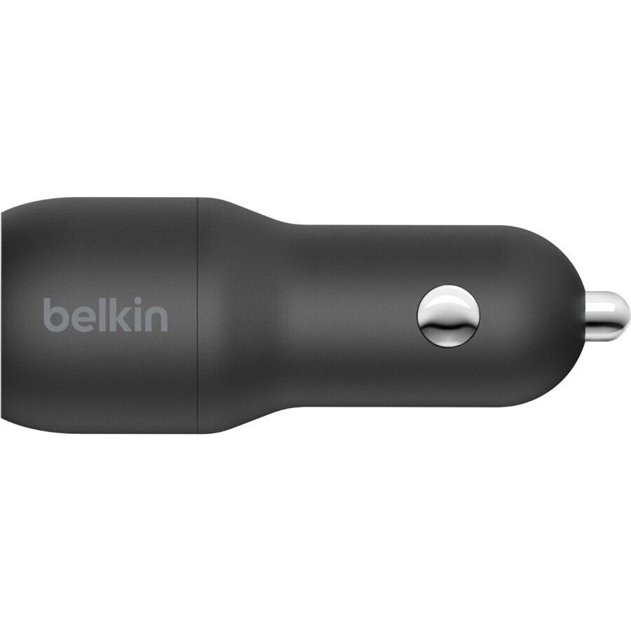Belkin CCD001bt1MBK BoostCharge Dual USB-A 24W Car Charger w Cable Black
