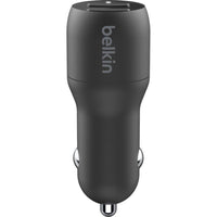 Belkin CCD001bt1MBK BoostCharge Dual USB-A 24W Car Charger w Cable Black