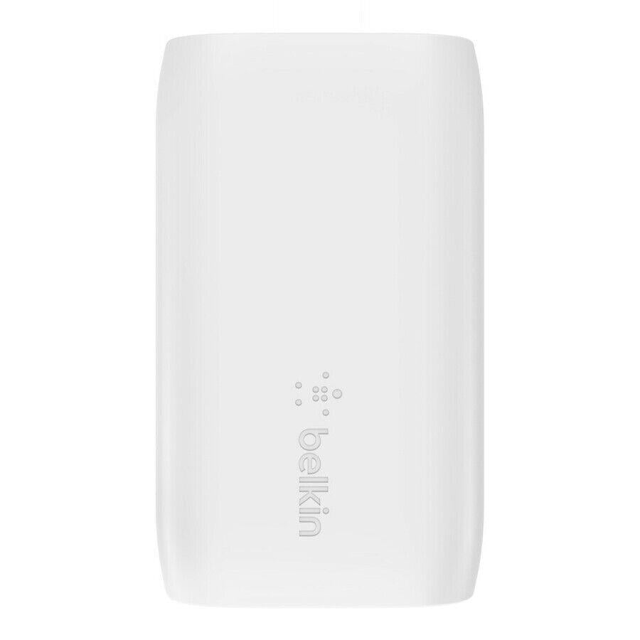 Belkin WCB007dqWH BoostCharge Portable Dual USB-C/A 12W Wall Fast Charger White