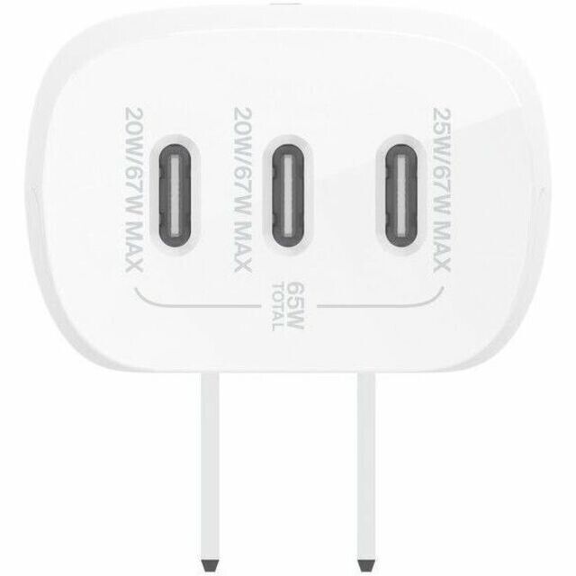 Belkin WCC002DQWH BoostCharge Portable Triple USB-C 67W Wall Fast Charger White