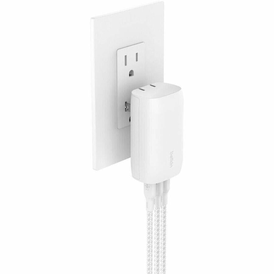 Belkin WCC002DQWH BoostCharge Portable Triple USB-C 67W Wall Fast Charger White