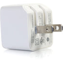 C2G 22322 2 Port USB-A 2.1A Wall Phone Power Charger AutoVolt 120V to 230V White