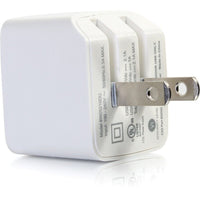 C2G 22322 2 Port USB-A 2.1A Wall Phone Power Charger AutoVolt 120V to 230V White
