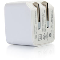 C2G 22322 2 Port USB-A 2.1A Wall Phone Power Charger AutoVolt 120V to 230V White