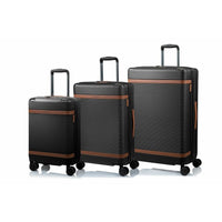 CHAMPS S1033-BLACK Vintage 3-Pc Hardside Luggage Set TSA Lock 360-Wheel Black