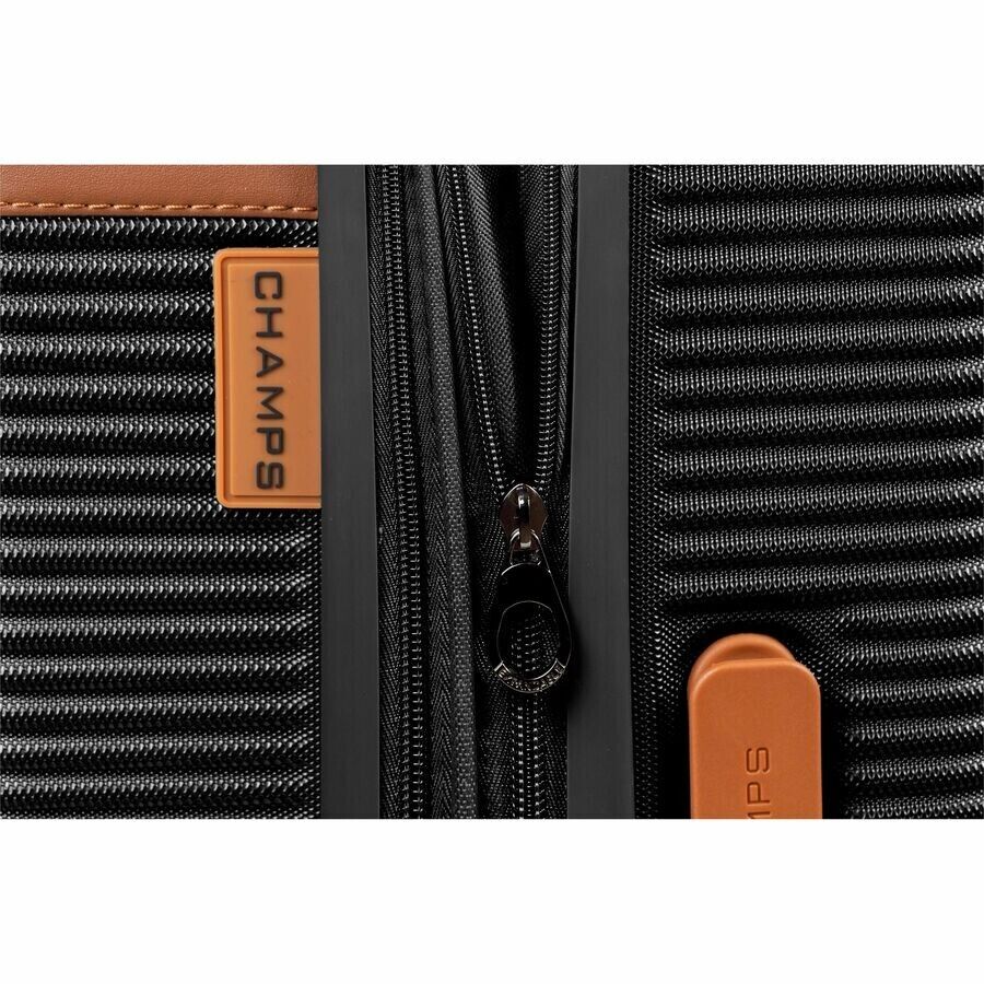 CHAMPS S1033-BLACK Vintage 3-Pc Hardside Luggage Set TSA Lock 360-Wheel Black
