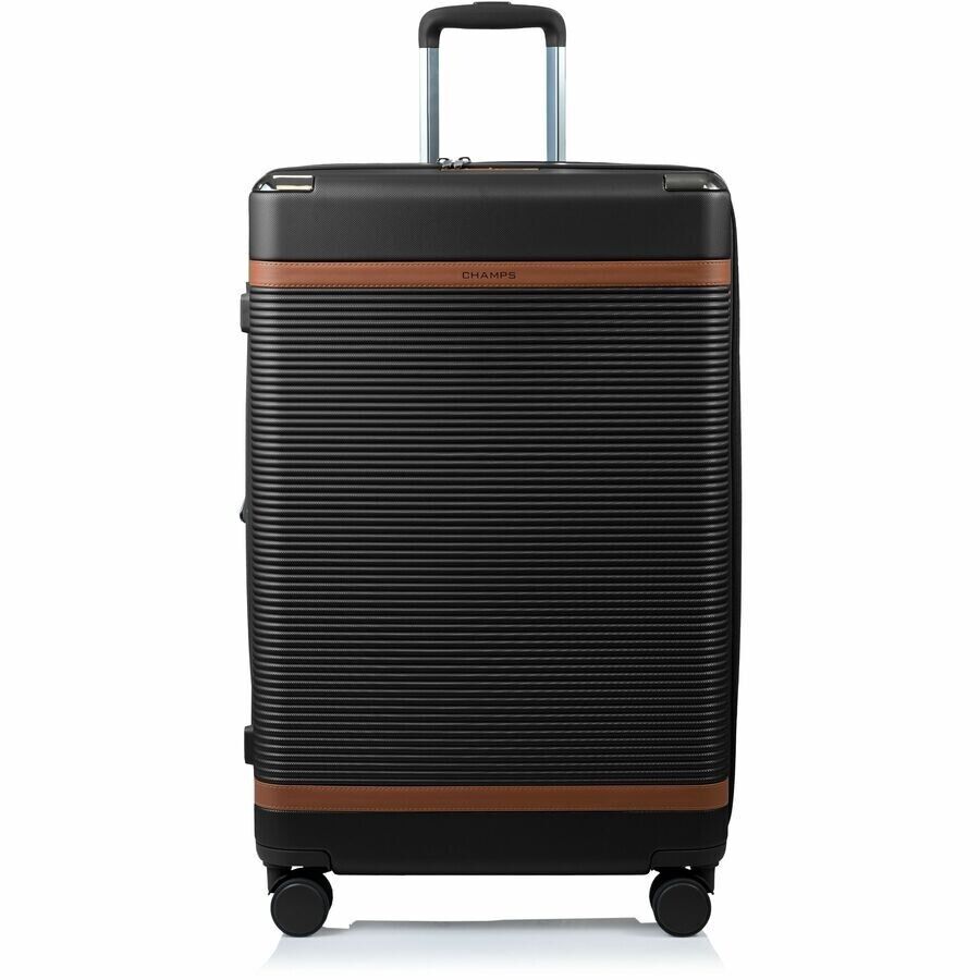 CHAMPS S1033-BLACK Vintage 3-Pc Hardside Luggage Set TSA Lock 360-Wheel Black