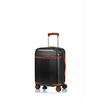 CHAMPS S1016C-BLACK Vintage Hardside Carry-On TSA Lock 360-Wheel USB Port Black