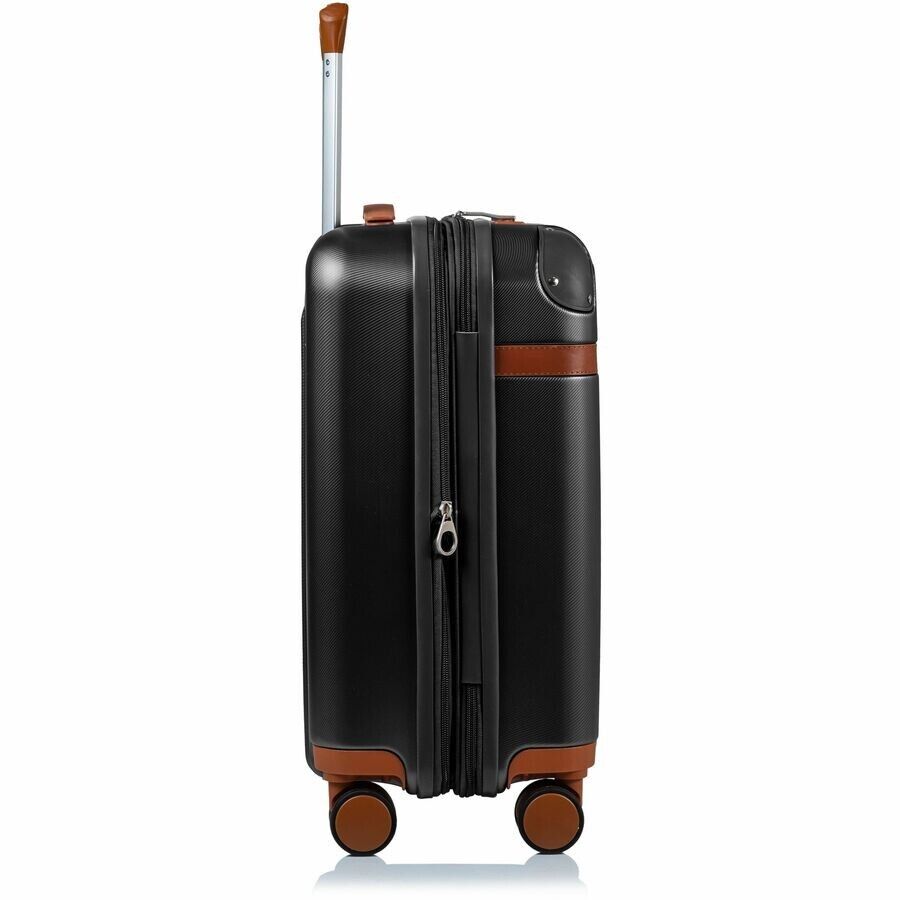 CHAMPS S1016C-BLACK Vintage Hardside Carry-On TSA Lock 360-Wheel USB Port Black