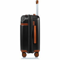 CHAMPS S1016C-BLACK Vintage Hardside Carry-On TSA Lock 360-Wheel USB Port Black