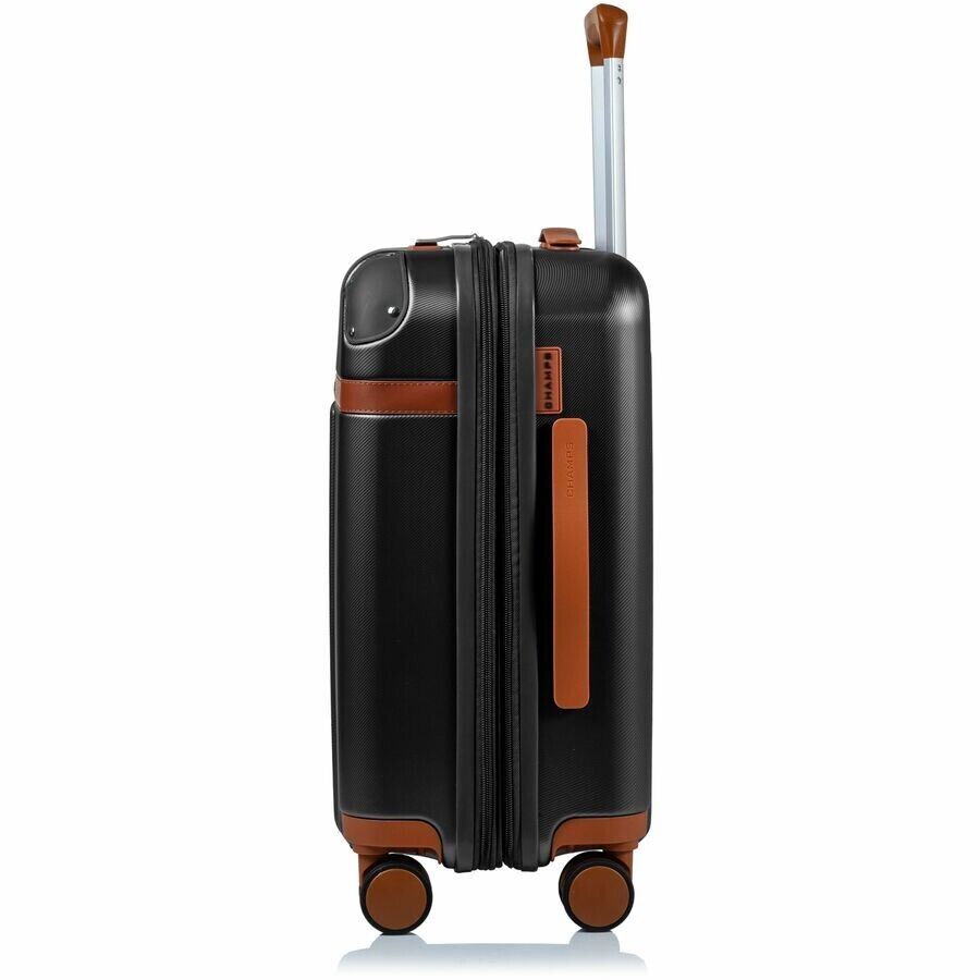 CHAMPS S1016C-BLACK Vintage Hardside Carry-On TSA Lock 360-Wheel USB Port Black