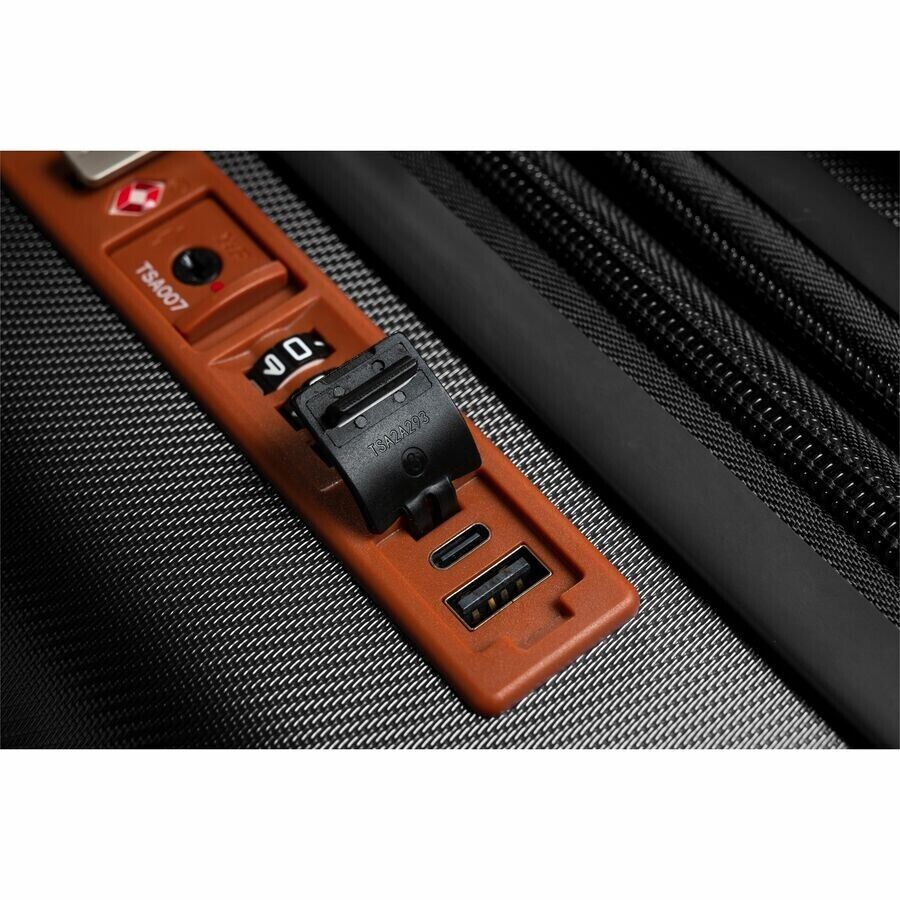 CHAMPS S1016C-BLACK Vintage Hardside Carry-On TSA Lock 360-Wheel USB Port Black
